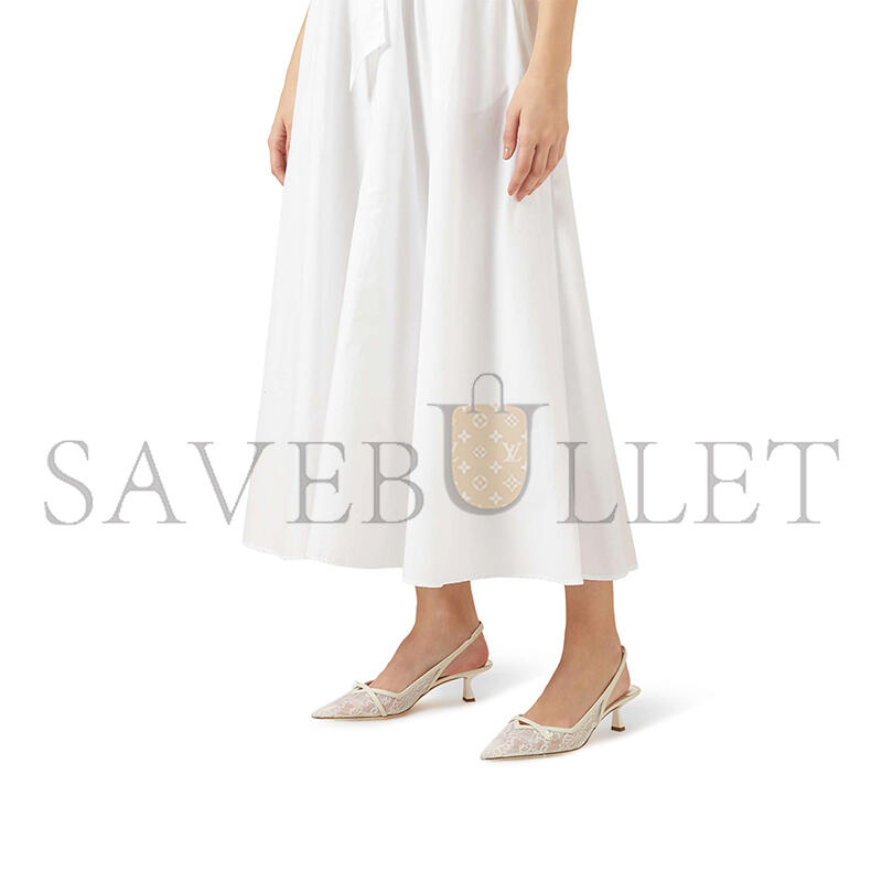 JIMMY CHOO AMITA 45 SLINGBACK PUMPS IN LACE & LEATHER 